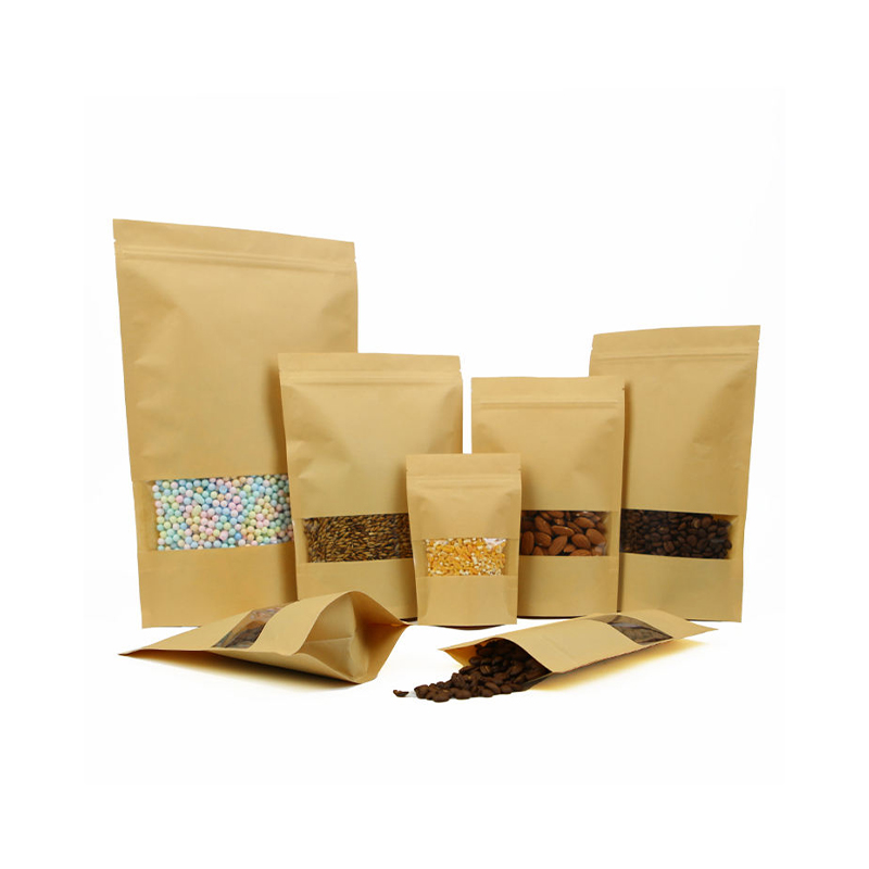 Resealable Eco-amica brunneis Kraft Sto-Sursum Pouch cum fenestra